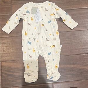 Mori Cream Safari Print Infant Footie